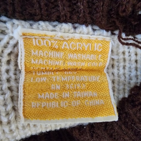 Vintage Ferranti California Striped Raglan Knit Sweater Brown & Cream Acrylic - Picture 6 of 6